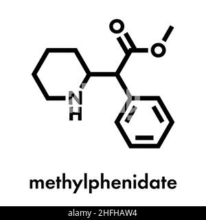 Le méthylphénidate attention-deficit hyperactivity disorder (ADHD) molécule pharmaceutique. Formule topologique. Illustration de Vecteur