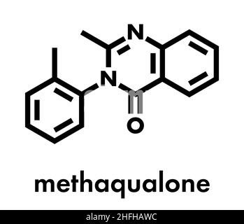 Méthaqualone drogue récréative, structure chimique. Formule squelettique. Illustration de Vecteur
