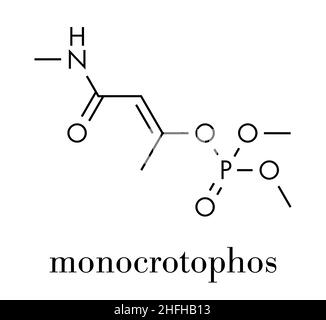 Le monocrotophos molécule d'insecticides organophosphorés. Aussi connu pour être polluant organique persistant. Formule topologique. Illustration de Vecteur