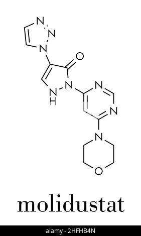 Molidustat anémie molécule du médicament expérimental. Inhibiteur du facteur inductible par l'hypoxie-prolyl-hydroxylase, utilisé comme agent de dopage sportif. Formu squelettique Illustration de Vecteur