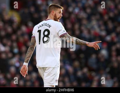 Liverpool, Angleterre, le 16th janvier 2022.Pontus Jansson de Brentford lors du match de la première Ligue à Anfield, Liverpool.Crédit photo à lire: Darren Staples / Sportimage crédit: Sportimage / Alay Live News Banque D'Images