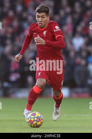 Liverpool, Angleterre, le 16th janvier 2022.Roberto Firmino de Liverpool lors du match de la Premier League à Anfield, Liverpool.Crédit photo à lire: Darren Staples / Sportimage crédit: Sportimage / Alay Live News Banque D'Images