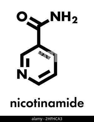 La nicotinamide vitamine et molécule. Formule topologique. Illustration de Vecteur