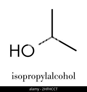 Isopropylalcohol (isopropanol, 2-propanol) molécule. Utilisé dans des solutions désinfectantes et comme solvant. Formule topologique. Illustration de Vecteur