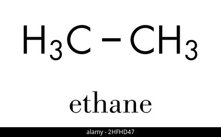 Molécule de composant de gaz naturel éthane. Formule du squelette. Illustration de Vecteur