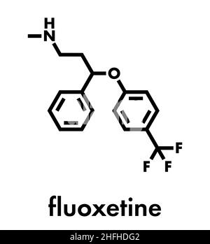 La fluoxétine antidépresseur SSRI (classe) molécule. Formule topologique. Illustration de Vecteur