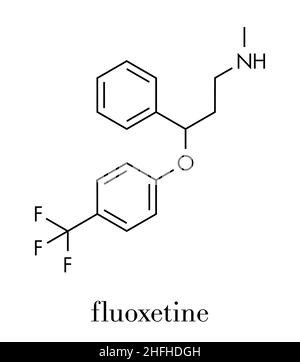 La fluoxétine antidépresseur SSRI (classe) molécule. Formule topologique. Illustration de Vecteur