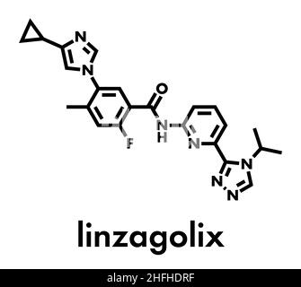 Linzagolix molécule pharmaceutique. Formule topologique. Illustration de Vecteur