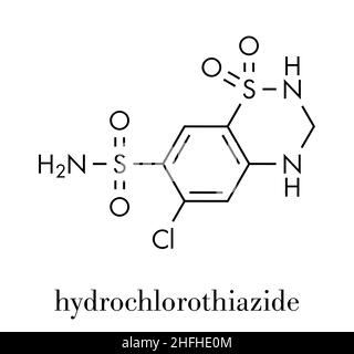 Diurétique Hydrochlorothiazide molécule pharmaceutique. Formule topologique. Illustration de Vecteur
