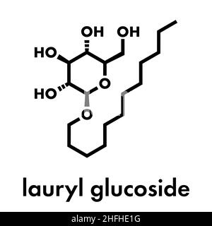 Glucoside Lauryl glucoside (sodium) molécule de surfactant non ionique. Un détergent doux, souvent utilisé dans les cosmétiques, les shampooings, les produits de la glycoside etc. Illustration de Vecteur