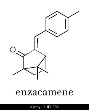 Molécule d'écran solaire Enzacamène (filtre UV).Formule squelettique. Illustration de Vecteur