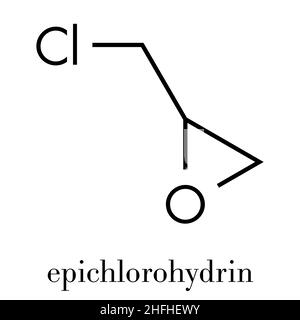 Bloc de construction en résine époxy épichlorhydrine (ECH). Formule squelettique. Illustration de Vecteur