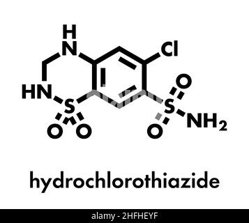 Diurétique Hydrochlorothiazide molécule pharmaceutique. Formule topologique. Illustration de Vecteur