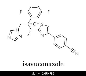 Isavuconazole triazole antifongique médicament.Formule squelettique. Illustration de Vecteur