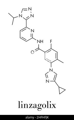 Linzagolix molécule pharmaceutique. Formule topologique. Illustration de Vecteur