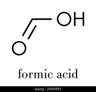 Molécule d'acide formique. Présent dans le venin fourmis et dans l'ortie picole. Formule du squelette. Illustration de Vecteur