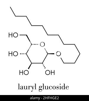 Glucoside Lauryl glucoside (sodium) molécule de surfactant non ionique. Un détergent doux, souvent utilisé dans les cosmétiques, les shampooings, les produits de la glycoside etc. Illustration de Vecteur