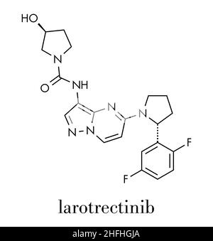 Larotrectinib molécule des médicaments contre le cancer. Formule topologique. Illustration de Vecteur