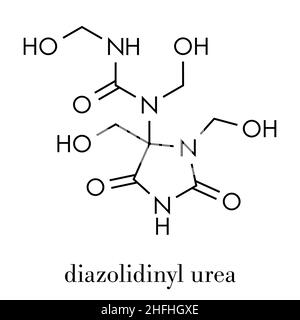 Diazolidinyl urée formaldéhyde (molécule de l'agent antimicrobien de libération). Formule topologique. Illustration de Vecteur