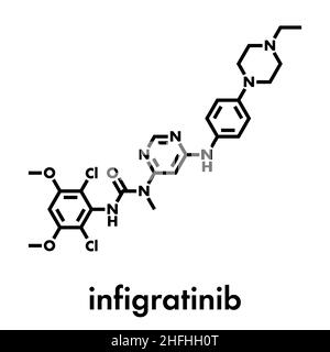 Molécule d'Infigratinib.Formule squelettique. Illustration de Vecteur