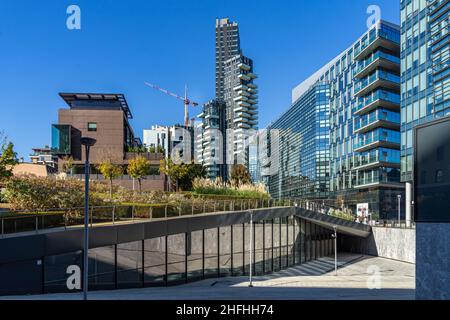 Quartier financier moderne de Milan près de la gare Porta Garibaldi, Milan, Italie, Banque D'Images
