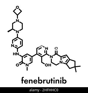 Molécule de médicament de Fenebrutinib. Formule squelettique. Illustration de Vecteur