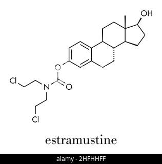 Chimiothérapie du cancer de la prostate l'estramustine molécule pharmaceutique. Formule topologique. Illustration de Vecteur