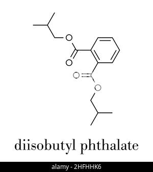 Phtalate de diisobutyle (DIBP) molécule de plastifiant. Formule topologique. Illustration de Vecteur