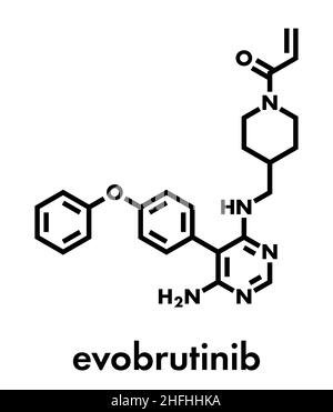 Molécule de médicament d'Evosbrutinib. Formule squelettique. Illustration de Vecteur