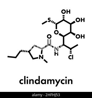 Médicament antibiotique clindamycine (lincosamide class) molécule. Formule topologique. Illustration de Vecteur