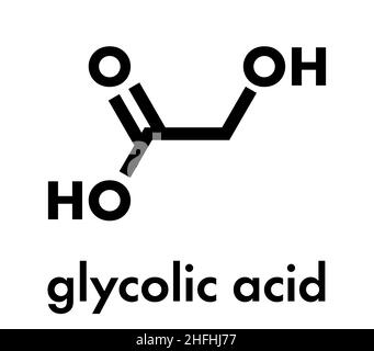 Molécule d'acide glycolique (acide hydroacétique). Formule du squelette. Illustration de Vecteur