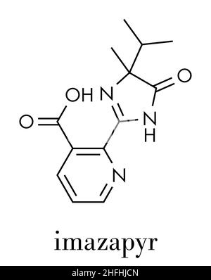 Molécule herbicide imazapyr. Formule topologique. Illustration de Vecteur