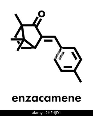 Molécule d'écran solaire Enzacamène (filtre UV).Formule squelettique. Illustration de Vecteur