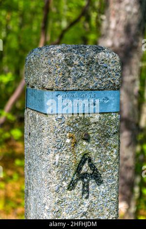 Parc national Shenandoah, va - 10 mai 2018 : marqueur de la piste Appalachienne Banque D'Images