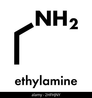 L'éthylamine molécule de base organique. Formule topologique. Illustration de Vecteur