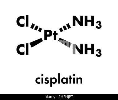 La chimiothérapie cisplatine molécule pharmaceutique. Formule topologique. Illustration de Vecteur