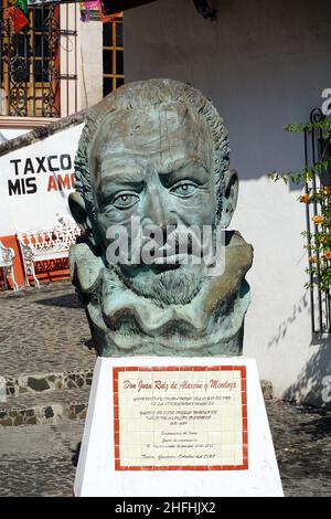 Statue de Don Juan Ruiz de Alarcon y Mendoza, Taxco de Alarcon, État de Guerrero, Mexique, Amérique du Nord Banque D'Images