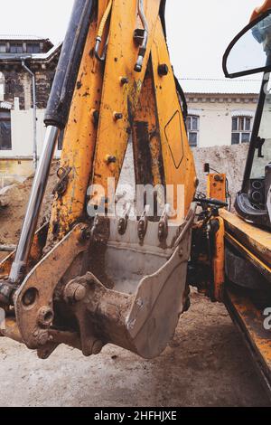 Сonstruction détail des dents de gros plan de l'applique de godet de pelle hydraulique pour équipement lourd Banque D'Images