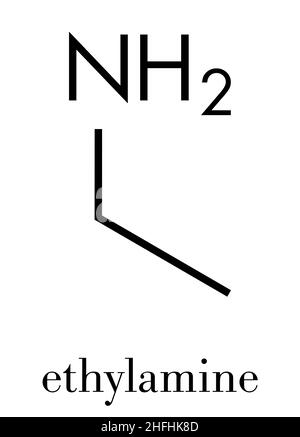 L'éthylamine molécule de base organique. Formule topologique. Illustration de Vecteur