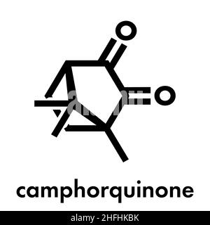 Photoinitiateur Camphorquinone molécule en lumière visible. Formule topologique. Illustration de Vecteur