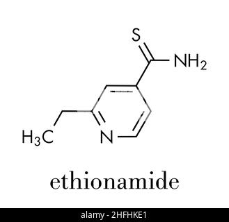 Molécule d'Ethionamide tuberculosis.Formule squelettique. Illustration de Vecteur