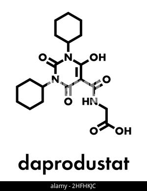 Daprodustat molécule pharmaceutique (HIF prolyl-hydroxylase). Formule topologique. Illustration de Vecteur