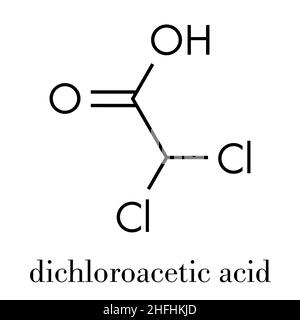 L'acide dichloroacétique (DCA). Sels dichloroacétate inhibent l'enzyme kinase pyruvate déshydrogénase et sont évalués dans le traitement du cancer. Skelet Illustration de Vecteur