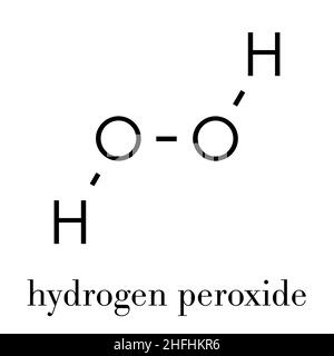 Molécule de peroxyde d'hydrogène. Espèces réactives de l'oxygène (ROS). Utilisé comme agent de blanchiment, désinfectant, réactif chimique, etc. Formule squelette. Illustration de Vecteur