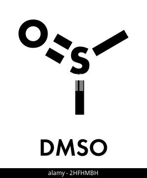 Diméthylsulfoxyde (molécule de solvant DMSO). Formule squelettique. Illustration de Vecteur