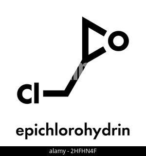 Bloc de construction en résine époxy épichlorhydrine (ECH). Formule squelettique. Illustration de Vecteur