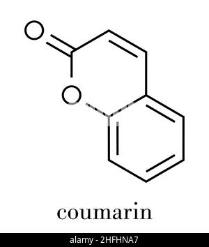 Molécule parfumée aux herbes de la coumarine. Responsable de l'odeur du foin fauché à nouveau. Formule topologique. Illustration de Vecteur