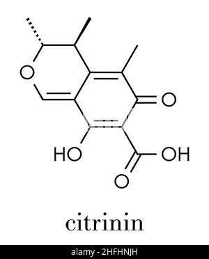Mycotoxine citrinine molécule. Formule topologique. Illustration de Vecteur