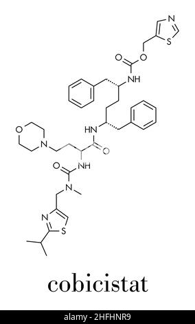 Molécule inhibitrice du cytochrome P450 de Cobicistat. Augmente l'exposition de divers médicaments contre le VIH en inhibant leur décomposition par des enzymes métaboliques, y compris Illustration de Vecteur