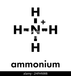 Cation ammonium. Forme protonée de l'ammoniac. Formule topologique. Illustration de Vecteur